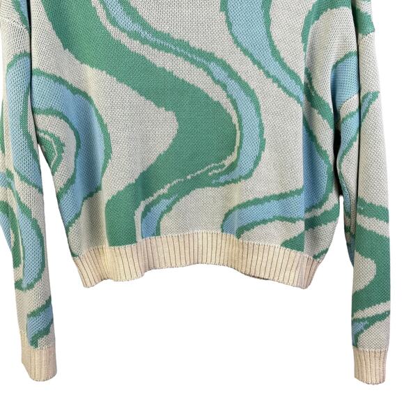 LELIS Womens Sweater The Sadie Swirl Oversized Drop Shoulder Medium Blue Green - Picture 8 of 12